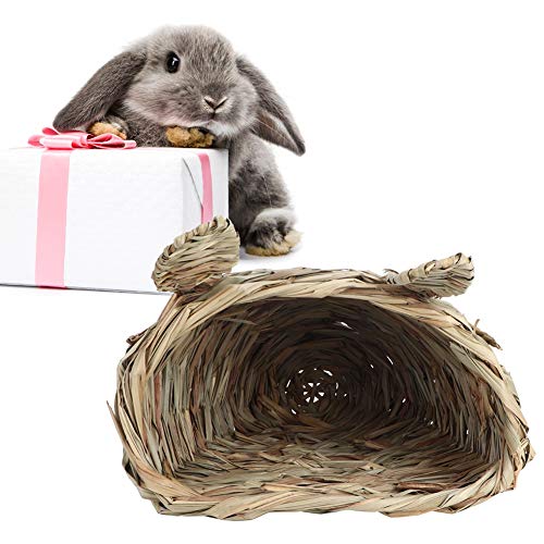 FAMKIT Grashaus für Kaninchen – Natürliches, handgewebtes Seegras, Heuhütte Faltbarer Hütte, Kaninchen-Versteck für Kaninchen, Meerschweinchen, Chinchilla, Versteck zum Schlafen von FAMKIT