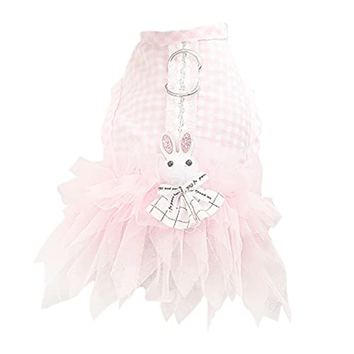 FAMKIT Haustier Hund Kleid Haustier Plaid Zweibein Prinzessin Kleid Haustier Spitze Mesh Kleid Sweetie Bowknot Spitze Kleid Rock für Mädchen Katzen Hunde von FAMKIT