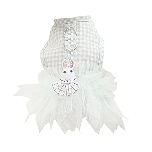 FAMKIT Haustier Hund Kleid Haustier Plaid Zweibein Prinzessin Kleid Haustier Spitze Mesh Kleid Sweetie Bowknot Spitze Kleid Rock für Mädchen Katzen Hunde von FAMKIT