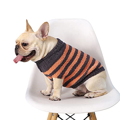 FAMKIT Kleine Hunde Haustier Kleidung Hund Streifen Pullover Mantel Winter Warm Strickpullover Welpenkleidung Weiche Baumwolle Gestreifte Haustier Pullover Strickwaren für Kleine Mittlere Große Hunde von FAMKIT