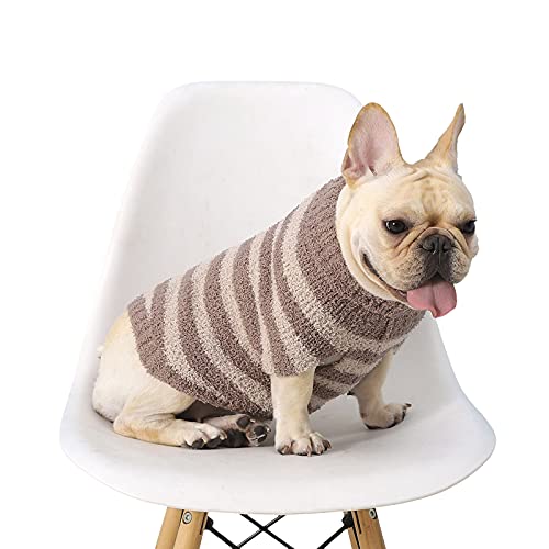 FAMKIT Kleine Hunde Haustier Kleidung Hund Streifen Pullover Mantel Winter Warm Strickpullover Welpenkleidung Weiche Baumwolle Gestreifte Haustier Pullover Strickwaren für Kleine Mittlere Große Hunde von FAMKIT