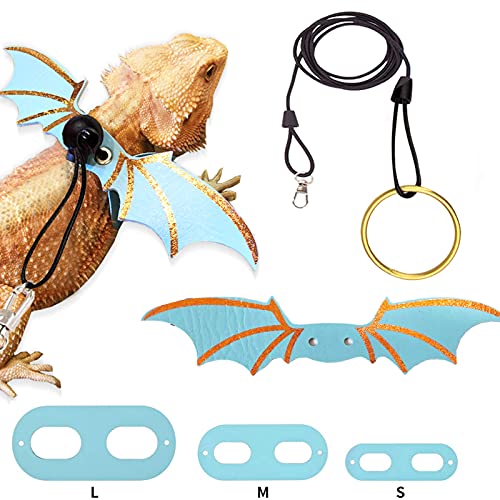 FAMKIT Lizard Leash Harness Set Verstellbare Fledermausflügel Leine Geschirr für Bartdrache Eidechse Walking Kostüm von FAMKIT