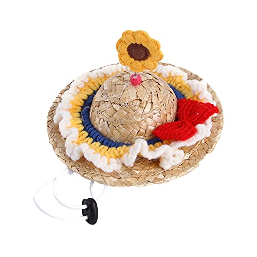 FAMKIT Strohhut für Haustiere, Hawaii-Stil, Sombrero-Hüte für Haustiere, Outdoor-Zubehör, Fiesta, Partyhut, Dekorationen von FAMKIT