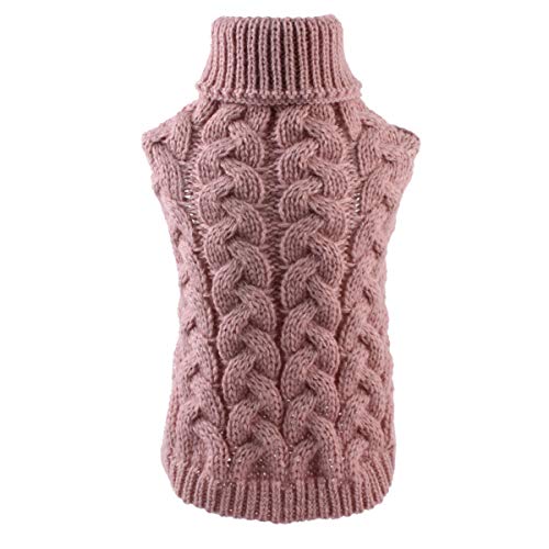 Kleiner Hundepullover Haustier Winter Strickpullover Rollkragen Welpen Pullover Niedlich Strickpullover Weich Warm für Kleine Hunde Welpen Kätzchen Katze von FAMKIT