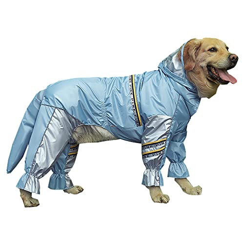 FAMOUHOME Regenmantel Für Hunde, Hunderegenmantel, Hundemantel Regenjacke Mit Kapuze, Hund Voller Regenmantel, Wasserdicht Hundejacke Ultraleicht (3XL,Blau) von FAMOUHOME