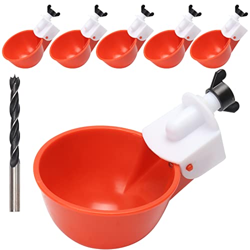 6 Stück Hühnertränke, Automatische Geflügeltränke DIY Hühnerwasserbecher Hühnerwasserspender Set mit Bohrer für Huhn, Ente, Gans, Truthahne, Wachtel von FANGCCC