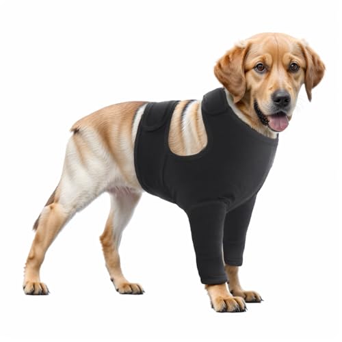 Ellenbogenbandage Hund Vorderbein,Hundebody Nach Op Mit Bein,Anti-Wundlecken Op Body Hunde, Kegelhalsband Alternative ür Hunde Hundeschenkel Schutz Bodysuit,Vorderbein Recovery Sleeve für Hunde (3XL) von FANGCCC