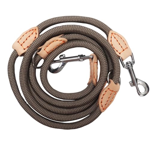 Hundeleine für Mittelgroße & Große Hunde, Multifunktionsleine Führleine für Hunde 2.1m Verstellbare mit 2 Karabiner, Robuste Nylon Dog Leash, Schleppleine Beigegrau, Doppelleine für 2 Hunde von FANGCCC