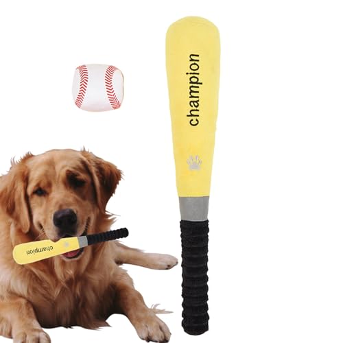 FANGZ Baseballschläger-Hundekauspielzeug,Plüsch-Baseball-Hundespielzeug,Hunde-Anreicherungsspielzeug mit integriertem Quietschgerät | Leckerli-Spielzeug, Hundetraining, interaktives Plüschspielzeug von FANGZ