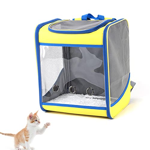 FANGZ Katzenrucksack, Rucksack für Katzen | Atmungsaktive, transparente, Faltbare Katzentrage, Hundetrage-Rucksack,Katzen-Reisetasche, Katzentrage-Rucksack, wasserdichter Haustier-Rucksack für kleine von FANGZ