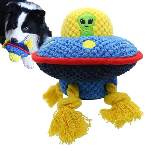 FANGZ Plüsch-Hundespielzeug, Flauschiges Welpenspielzeug - UFO Design Indoor-Welpenspielzeug,Kreatives, langlebiges, reißfestes, schönes Plüschhunde-Quietschspielzeug für kleine, mittelgroße von FANGZ