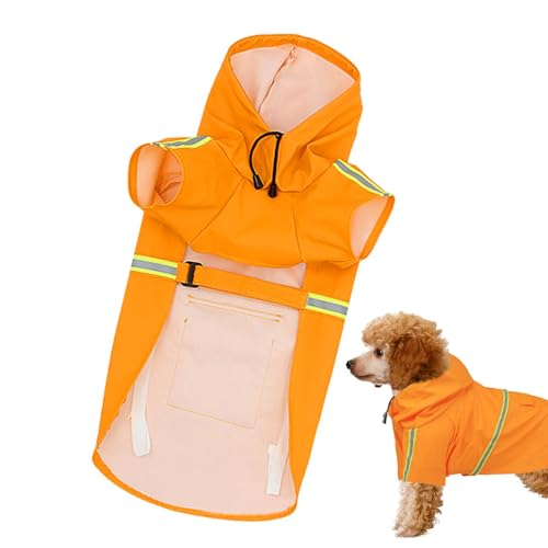 FANGZ Regenponcho für Hunde, Regenjacke für Hunde | Leicht tragbare Haustier-Regenjacke,Wasserdichter und reflektierender Streifen-Poncho mit Kapuze, atmungsaktiver, verstellbarer Haustier-Regenmantel von FANGZ