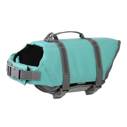 FANSU 2025 Hundeschwimmweste, Hunde Schwimmweste mit Rettungsgriff Rettungsweste für Hunde Verstellbare Größe zum Schwimmen, Bootfahren, Surfen (XL,Salbei Grün) von FANSU