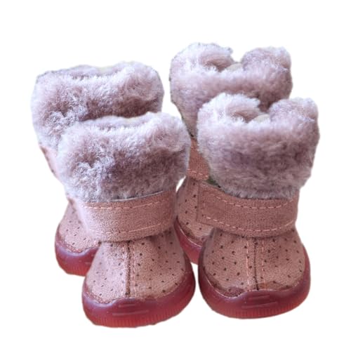 FANSU 4 Stück Hundeschuhe Pfotenschutz Hunde, Schuhe Laufen Hundeschuhe, Winter Schuhe für Hunde Schneestiefel Schuhe Hund für Kleine Mittlere Hunde (1,Rosa) von FANSU