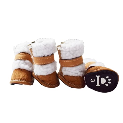 FANSU 4 Stück Hundeschuhe Pfotenschutz Hunde, Schuhe Laufen Hundeschuhe Winter Schuhe für Hunde Schneestiefel Schuhe Hund für Kleine Mittlere Hunde (5,Khaki) von FANSU