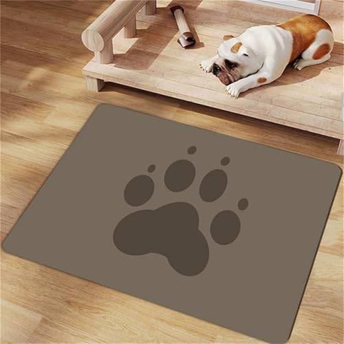 FANSU Einfach Napfunterlage Hund Saugfähig Schnelltrocknende, Wasserdicht rutschfest Futtermatte, Waschbar Futtermatte Hund Futterunterlage Katze, für Hunde & Katzen (Khaki,60x90cm) von FANSU