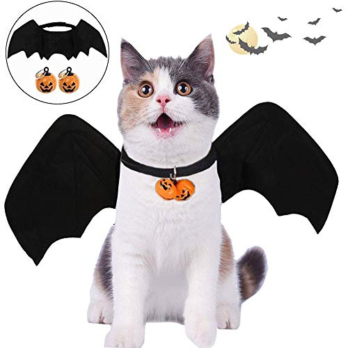 FANSU Halloween Haustier Kostüm Hund Cosplay-Kostüm, Fledermaus Flügel Modellieren,Kreativität Hunde und Katzen Komisch Kostüm,für Partys Halloween Pet (M,Glocken) von FANSU