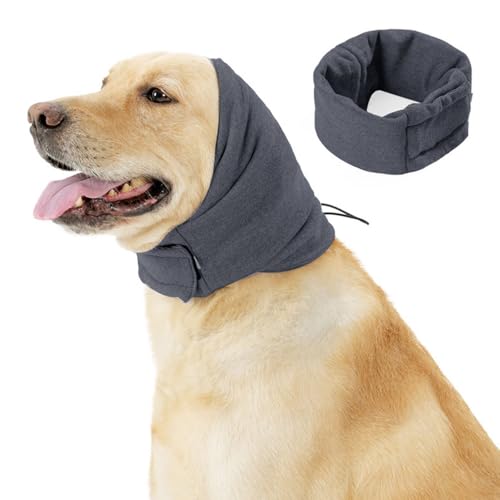 FANSU Hrenschutz für Hunde, Hündohr Muffs Noise Protection, 1 Stück Snoods für Hunde, Ohrenschützer Hundehals Ohrenwärmer Hundeohrenschutz zur Geräuschreduzierung (L,Dunkelgrau) von FANSU