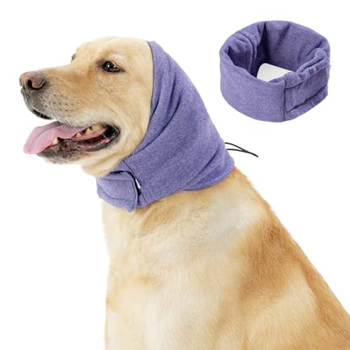 FANSU Hrenschutz für Hunde, Hündohr Muffs Noise Protection, 1 Stück Snoods für Hunde, Ohrenschützer Hundehals Ohrenwärmer Hundeohrenschutz zur Geräuschreduzierung (L,Lila) von FANSU