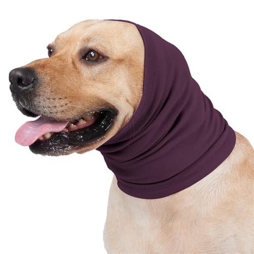 FANSU Hrenschutz für Hunde, Hündohr Muffs Noise Protection, 2 Stück Snoods für Hunde, Wärmer Ohrenschützer Hundehals Ohrenwärmer Hundeohrenschutz zur Geräuschreduzierung (L,Lila) von FANSU