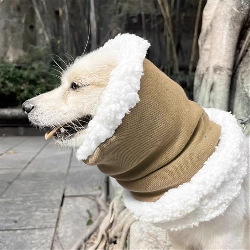 FANSU Hrenschutz für Hunde, Hündohr Muffs Noise Protection, Dicker Plüsch Snoods für Hunde, Wärmer Ohrenschützer Hundehals Ohrenwärmer Hundeohrenschutz zur Geräuschreduzierung (L,Khaki) von FANSU