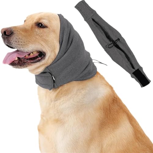 FANSU Hrenschutz für Hunde, Hündohr Muffs Noise Protection, Einstellbar Snoods für Hunde, Wärmer Ohrenschützer Hundehals Ohrenwärmer Hundeohrenschutz zur Geräuschreduzierung (L,Grau) von FANSU