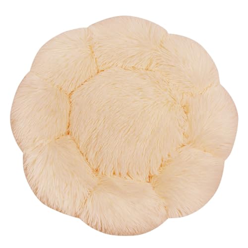 FANSU Hundebett Hundekissen Plüsch Blumen Weichem Hundesofa rutschfest Base Katzenbett Donut für Kleine Mittlere oder große Hunde (Dunkel apricot,3XL:90CM) von FANSU