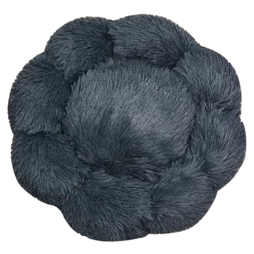 FANSU Hundebett Hundekissen Plüsch Blumen Weichem Hundesofa rutschfest Base Katzenbett Donut für Kleine Mittlere oder große Hunde (Dunkelgrau,2XL:80CM) von FANSU