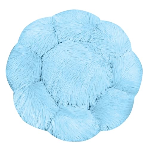 FANSU Hundebett Hundekissen Plüsch Blumen Weichem Hundesofa rutschfest Base Katzenbett Donut für Kleine Mittlere oder große Hunde (Hellblau,2XL:80CM) von FANSU