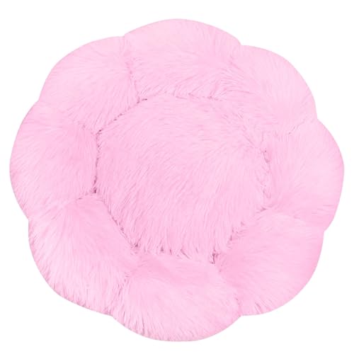 FANSU Hundebett Hundekissen Plüsch Blumen Weichem Hundesofa rutschfest Base Katzenbett Donut für Kleine Mittlere oder große Hunde (Hellrosa,3XL:90CM) von FANSU