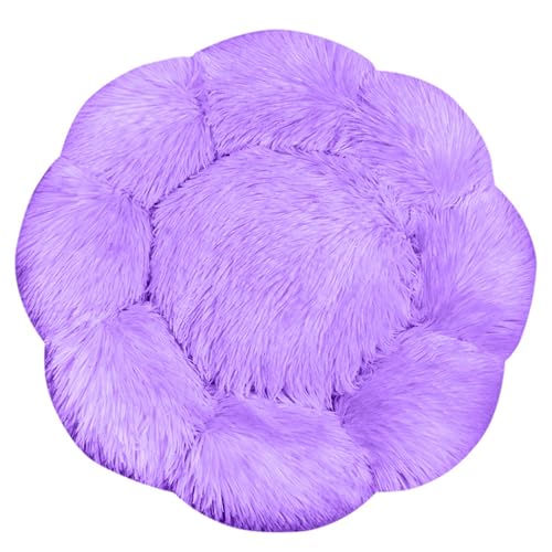 FANSU Hundebett Hundekissen Plüsch Blumen Weichem Hundesofa rutschfest Base Katzenbett Donut für Kleine Mittlere oder große Hunde (Lila,2XL:80CM) von FANSU