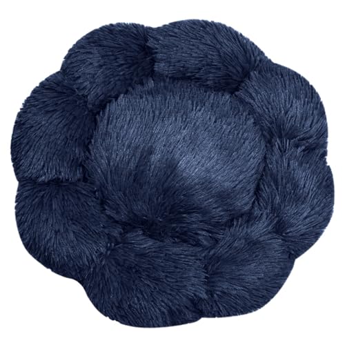 FANSU Hundebett Hundekissen Plüsch Blumen Weichem Hundesofa rutschfest Base Katzenbett Donut für Kleine Mittlere oder große Hunde (Saphirblau,2XL:80CM) von FANSU