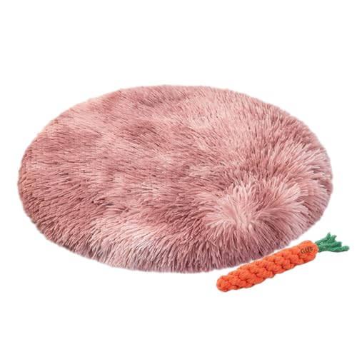 FANSU Hundebett Katzenbett Flauschig Hundebetten, Waschbar Plüsch Weiche Beruhigende Haustierbett Waschbar für Kleine Mittlere oder große Hunde (L 60x60x3cm,Pflaume) von FANSU