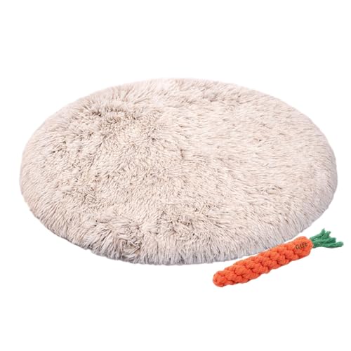 FANSU Hundebett Katzenbett Flauschig Hundebetten, Waschbar Plüsch Weiche Beruhigende Haustierbett Waschbar für Kleine Mittlere oder große Hunde (M 50x50x3cm,Beige) von FANSU