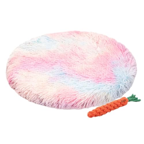 FANSU Hundebett Katzenbett Flauschig Hundebetten, Waschbar Plüsch Weiche Beruhigende Haustierbett Waschbar für Kleine Mittlere oder große Hunde (S 40x40x2cm,Regenbogen) von FANSU