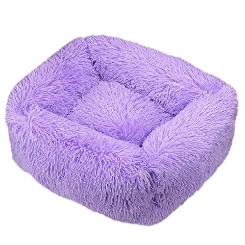 FANSU Hundebett Quadrat Hundekissen Plüsch weichem Hundesofa rutschfest Base Katzenbett Donut Größe und Farbe wählbar (M,Violett) von FANSU