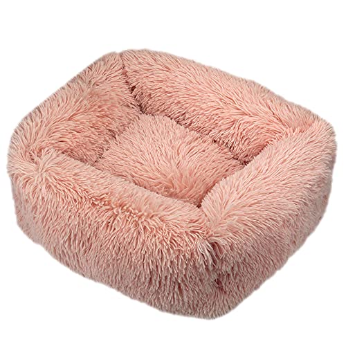 FANSU Hundebett Quadrat Hundekissen Plüsch weichem Hundesofa rutschfest Base Katzenbett Donut Größe und Farbe wählbar (XL,Leder Rosa) von FANSU