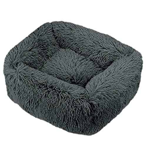 FANSU Hundebett Quadrat Hundekissen Plüsch weichem Hundesofa rutschfest Base Katzenbett Donut Größe und Farbe wählbar (XL,dunkelgrau) von FANSU