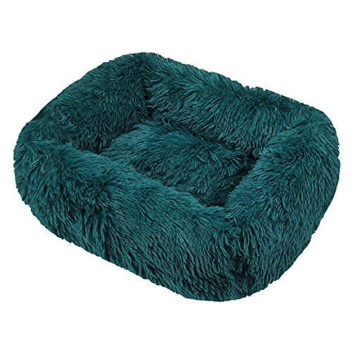 FANSU Hundebett Quadrat Hundekissen Plüsch weichem Hundesofa rutschfest Base Katzenbett Donut Größe und Farbe wählbar (XXL,Cyan) von FANSU