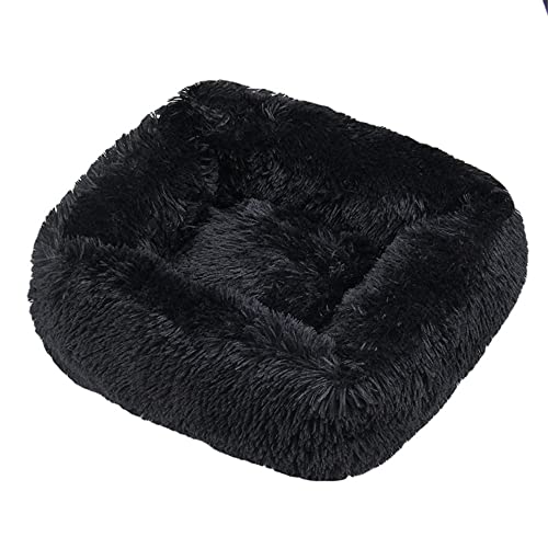 FANSU Hundebett Quadrat Hundekissen Plüsch weichem Hundesofa rutschfest Base Katzenbett Donut Größe und Farbe wählbar (XXL,Schwarz) von FANSU