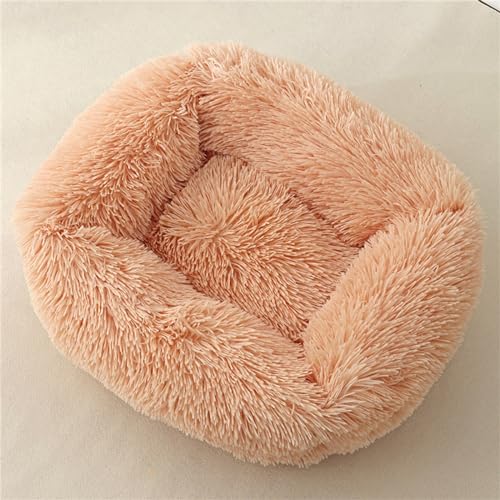 FANSU Hundebett Quadrat Hundekissen Plüsch weichem Hundesofa rutschfest Base Katzenbett Donut für Kleine Mittlere oder große Hunde (M,Champagner) von FANSU