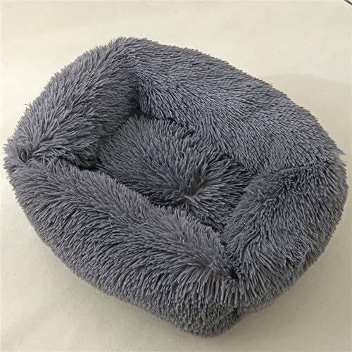 FANSU Hundebett Quadrat Hundekissen Plüsch weichem Hundesofa rutschfest Base Katzenbett Donut für Kleine Mittlere oder große Hunde (M,Dunkelgrau) von FANSU