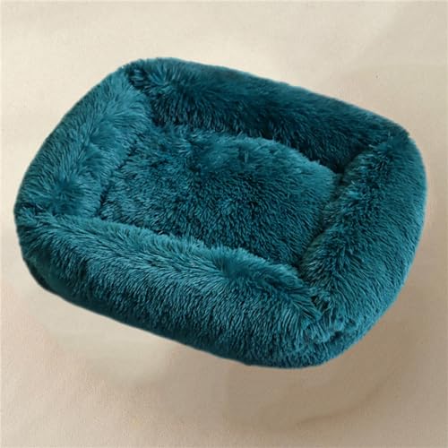 FANSU Hundebett Quadrat Hundekissen Plüsch weichem Hundesofa rutschfest Base Katzenbett Donut für Kleine Mittlere oder große Hunde (M,Türkis) von FANSU