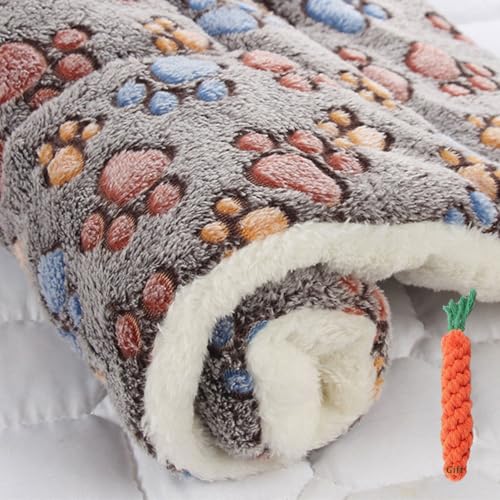 FANSU Hundebett Waschbar Flanell Lambswool Katzenbett Flauschig Hundebetten, Weiche Beruhigende Haustierbett Abnehmbar und Waschbar für Kleine Mittlere Hunde (32x25cm,Fußabdrücke) von FANSU