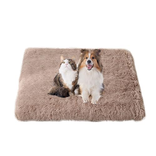 FANSU Hundebett Waschbar Katzenbett Flauschig Hundebetten Weiche Beruhigende Haustierbett Abnehmbar und Waschbar für Kleine Mittlere oder große Hunde (100X75X10CM,Beige Braun) von FANSU