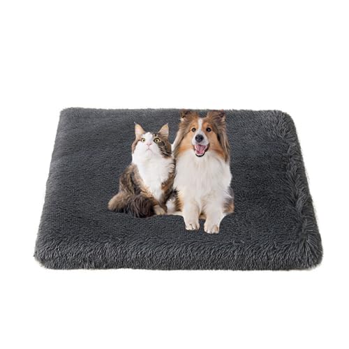 FANSU Hundebett Waschbar Katzenbett Flauschig Hundebetten Weiche Beruhigende Haustierbett Abnehmbar und Waschbar für Kleine Mittlere oder große Hunde (100X75X10CM,Dunkelgrau) von FANSU