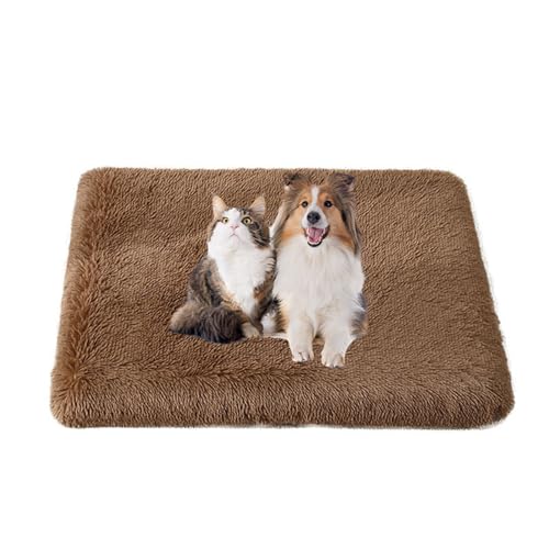 FANSU Hundebett Waschbar Katzenbett Flauschig Hundebetten Weiche Beruhigende Haustierbett Abnehmbar und Waschbar für Kleine Mittlere oder große Hunde (100X75X10CM,Khaki) von FANSU