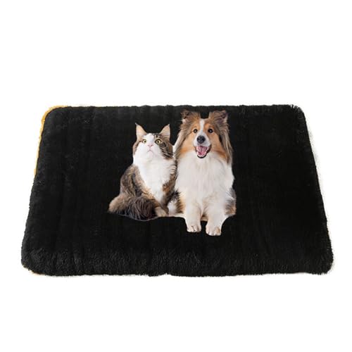 FANSU Hundebett Waschbar Katzenbett Flauschig Hundebetten Weiche Beruhigende Haustierbett Abnehmbar und Waschbar für Kleine Mittlere oder große Hunde (100X75X10CM,Schwarz) von FANSU