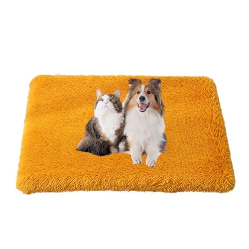 FANSU Hundebett Waschbar Katzenbett Flauschig Hundebetten Weiche Beruhigende Haustierbett Abnehmbar und Waschbar für Kleine Mittlere oder große Hunde (120X75X10CM,Goldgelb) von FANSU