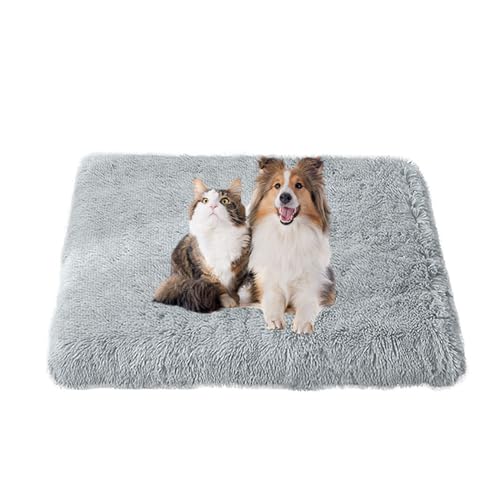 FANSU Hundebett Waschbar Katzenbett Flauschig Hundebetten Weiche Beruhigende Haustierbett Abnehmbar und Waschbar für Kleine Mittlere oder große Hunde (90X70X10CM,Hellgrau) von FANSU